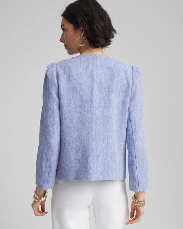 Collarless Linen Blazer - image 3